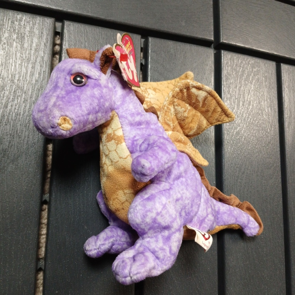 Ty LEGEND THE PURPLE DRAGON Beanie Baby Plush 7.5" With Tags Excellent PL4‎
